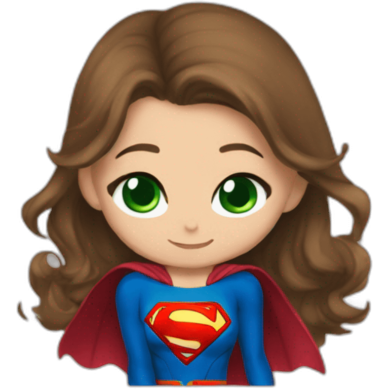 Supergirl kiss green eyes and brown hair boy emoji