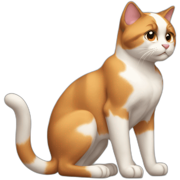 A muscular calico cat flexing emoji