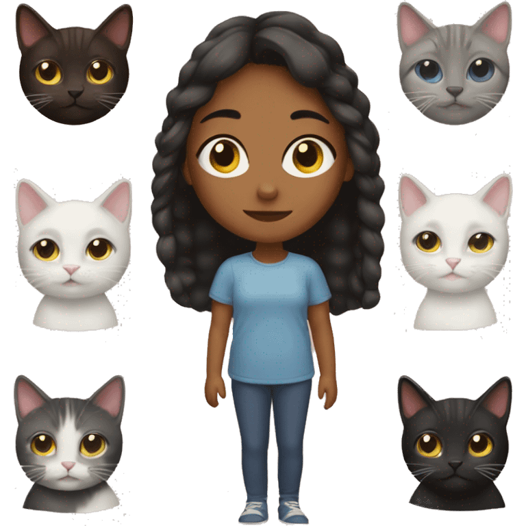 a girl with her cats emoji