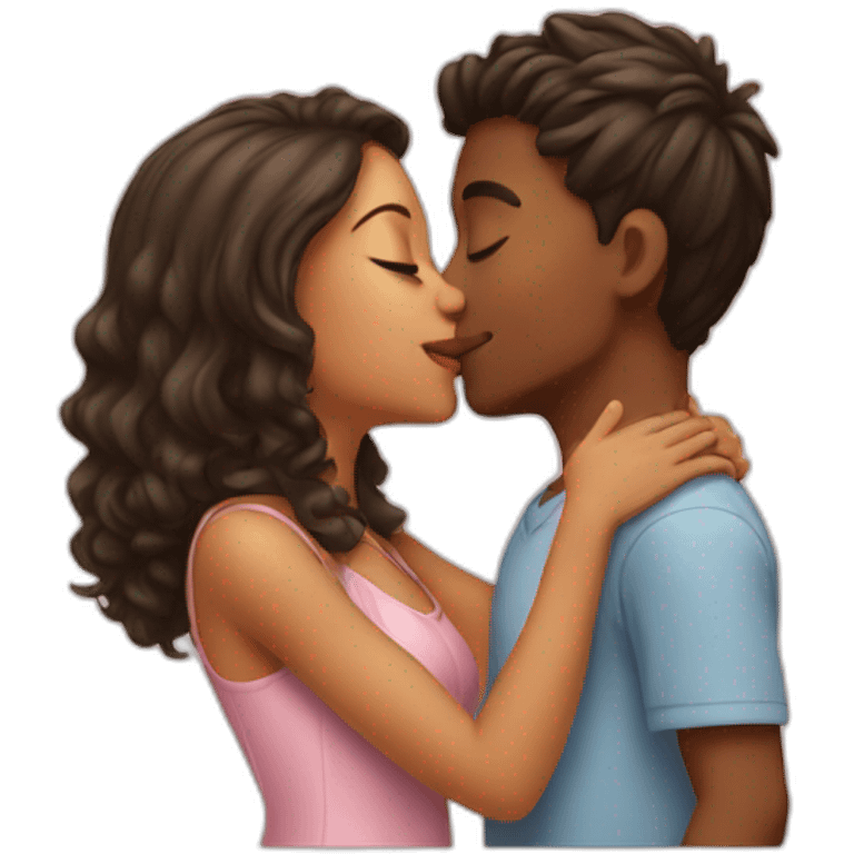 Boy kisses girl emoji