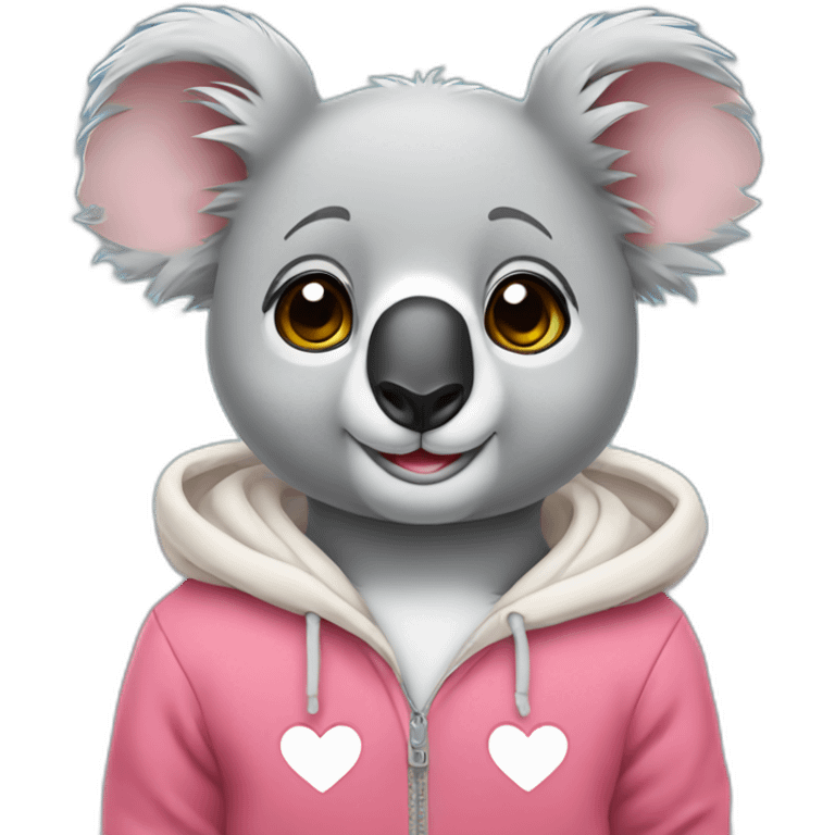 Koala with hoodie and heart eyes emoji