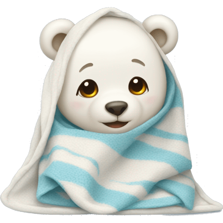 White cute bear with blanket emoji