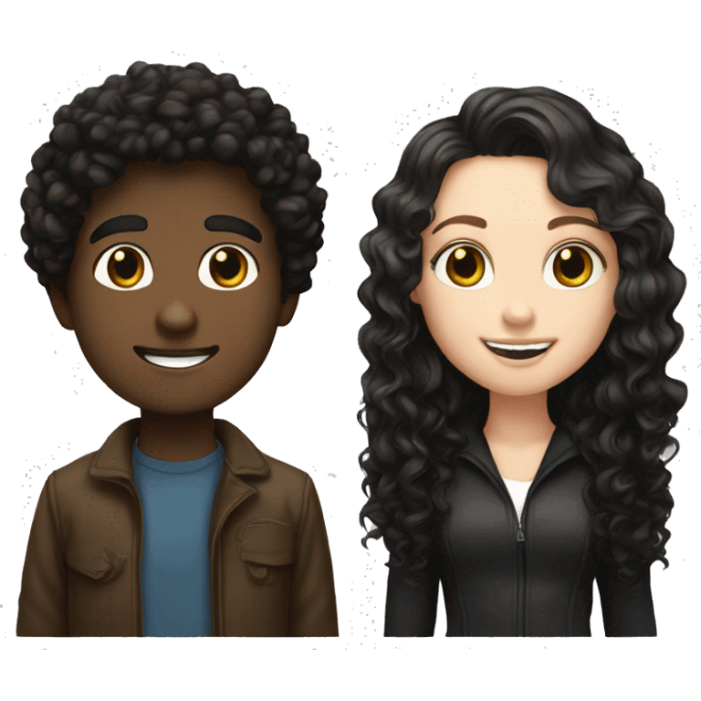 white boy with dark brown hair and white girl with long black curly hair emoji