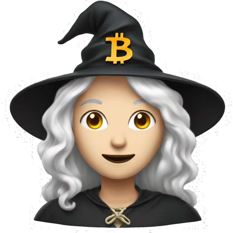 Witch with bitcoin, white skin, white hair  emoji