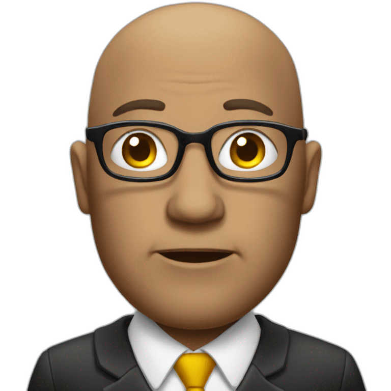 Bald lawyer with glasses buried in dollars emoji