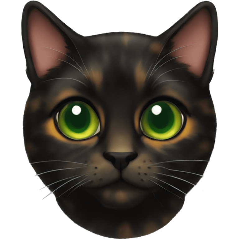 tortoiseshell black cat green eyes loafing emoji