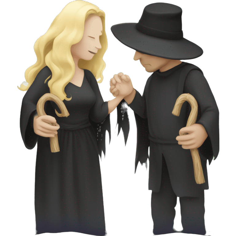 Witchy man and woman hand fasting  emoji