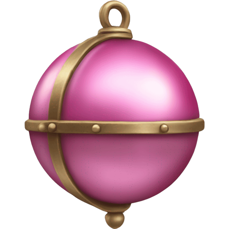 Realistic pink metallic globe sleigh bell. emoji