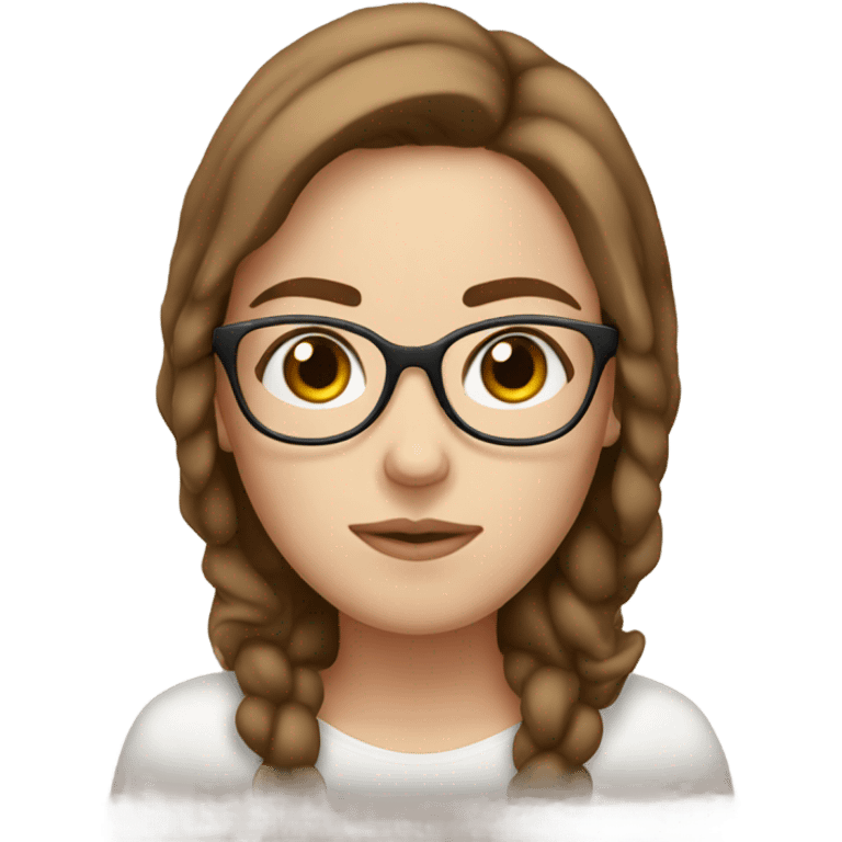 Sleepy white girl with brown hair and glasses emoji