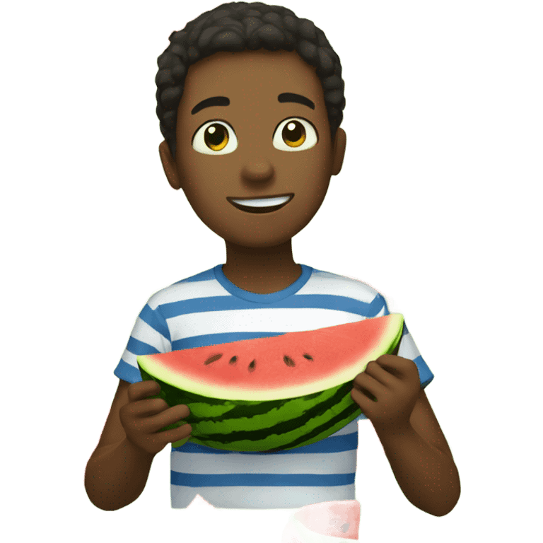 boy eating watermelon  emoji