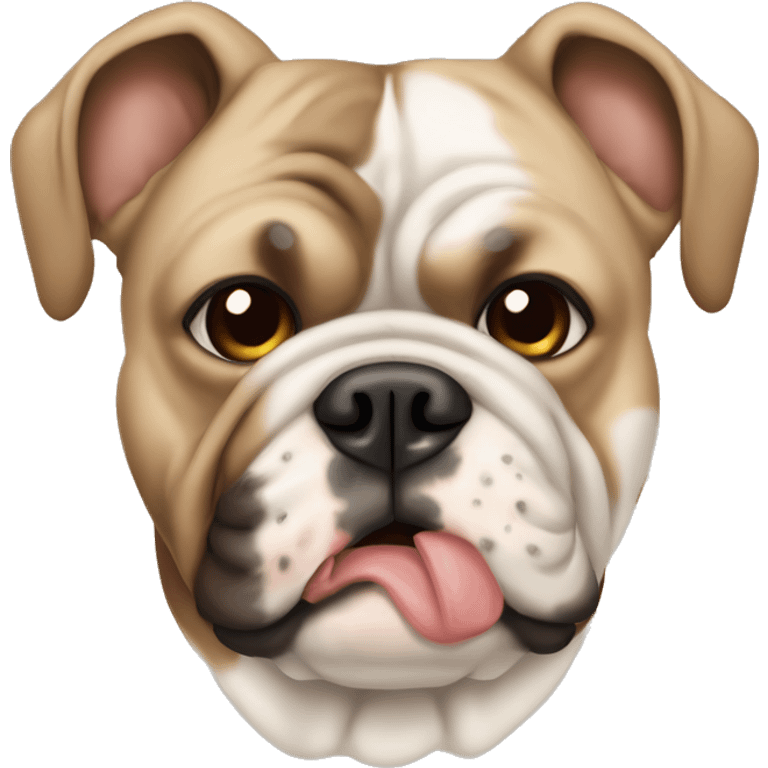 The Foancuzky bulldog is beige in color with brown spots on the muzzle emoji