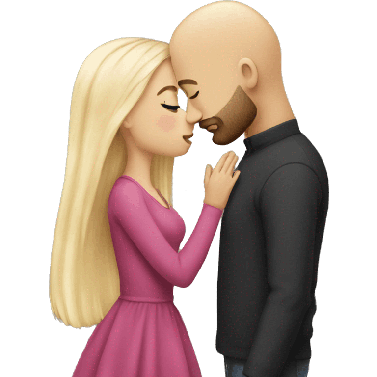 bald man with beard kiss blondie girl  emoji