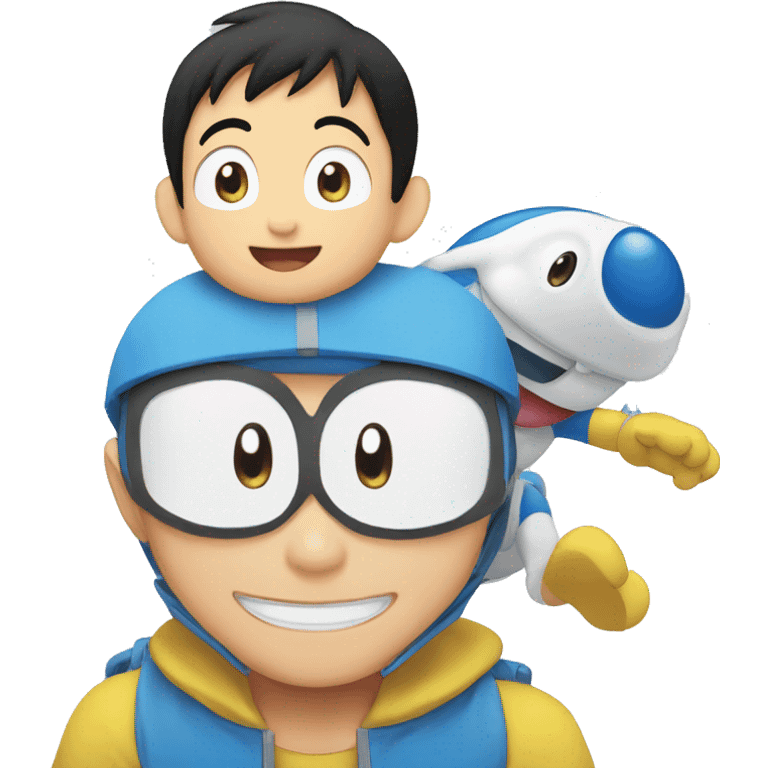 nobita smiling with doremon emoji