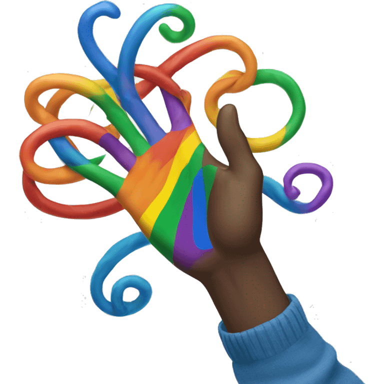 Tangling hand with lgbtq colors emoji