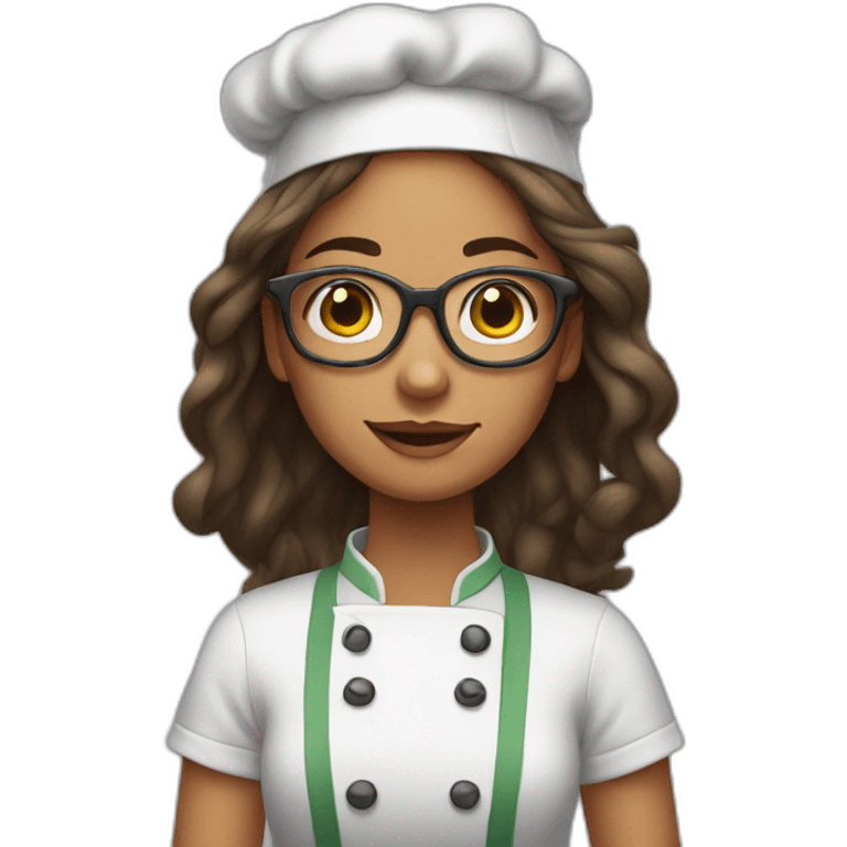 A girl with specks cooking emoji