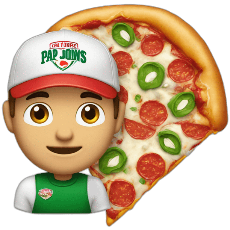 papa johns eating pizza with a green cap emoji