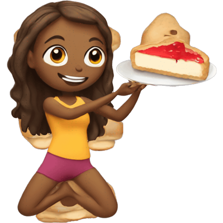 Yoga girl eating a pie emoji