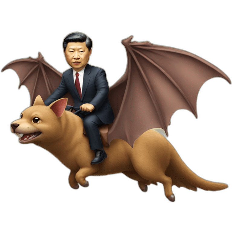 President Xi riding a animal bat with wings emoji