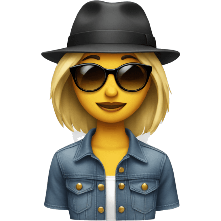 Hailey with a hat and sunglasses  emoji