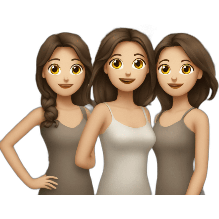 three brunette girls in europe emoji