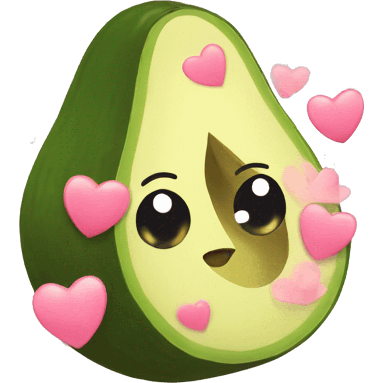 Cute Avocado with pink hearts emoji