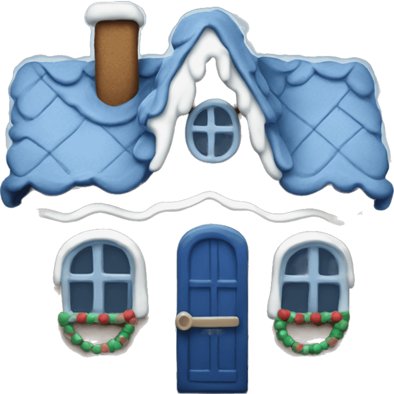 Cosy dark blue gingerbread house  emoji