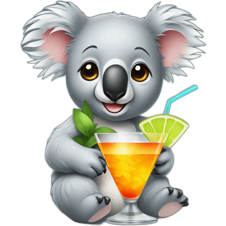 Koala drinking cocktail emoji