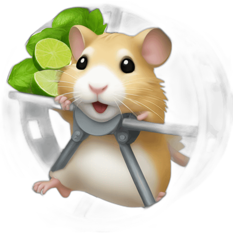 hamster running on a wheel drinking mojito emoji