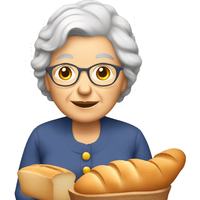 Granny with candle, bread and wheat emoji