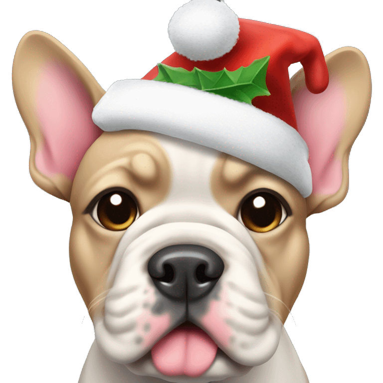 French bull dog wearing a Christmas hat  emoji