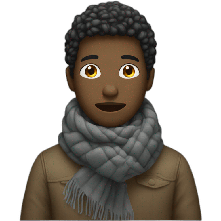 YOUNG BLACK MAN freezing on chair wearing a scarf emoji