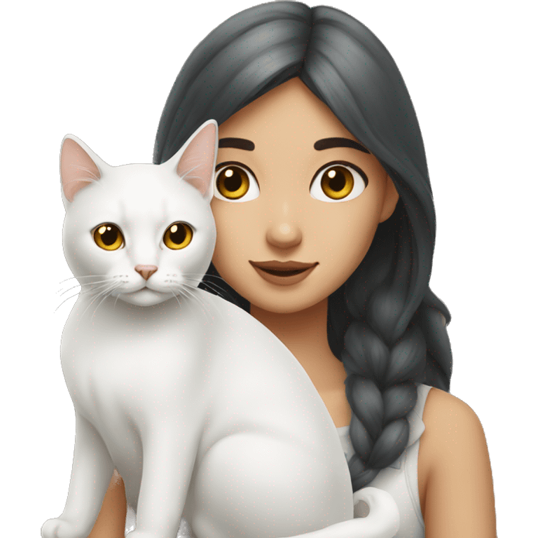 Lebanese girl with a White cat  emoji