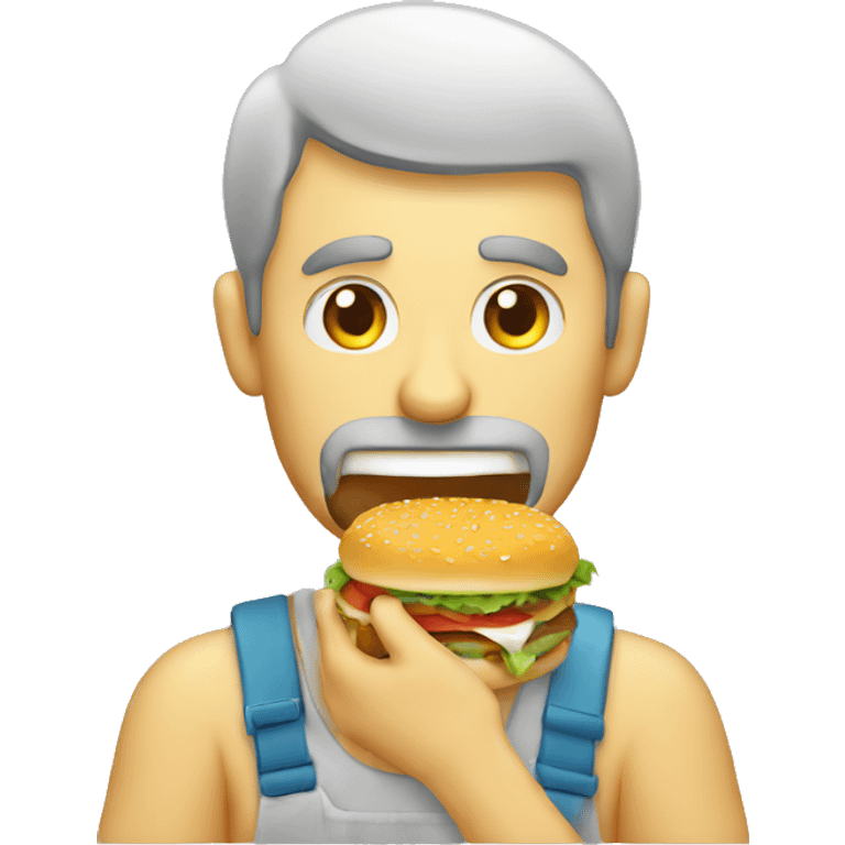 A man eating Burgar emoji