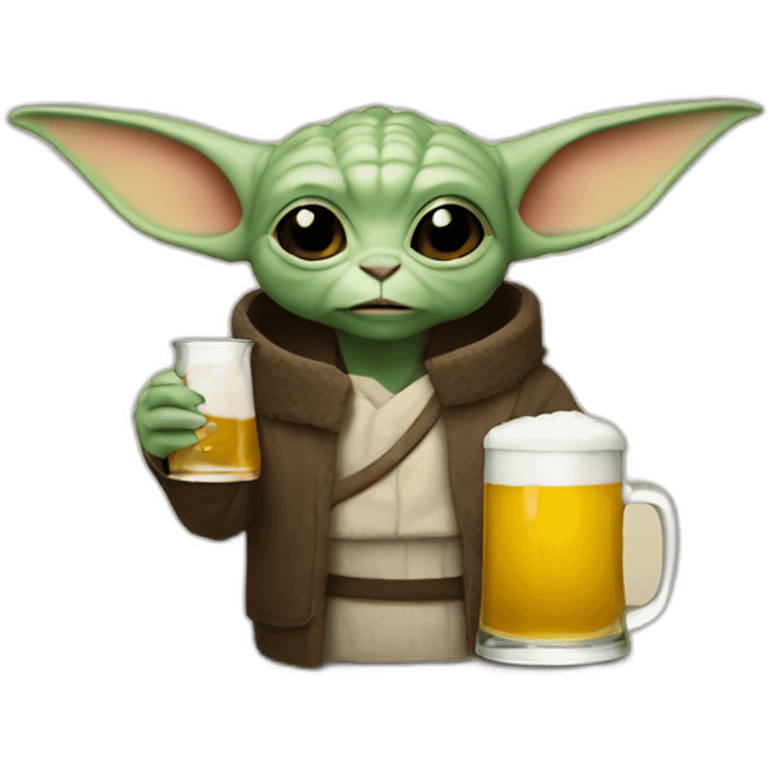 Grogu Star wars drinking a beer emoji