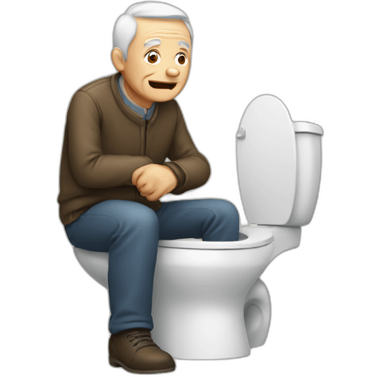 Old man on toilet emoji