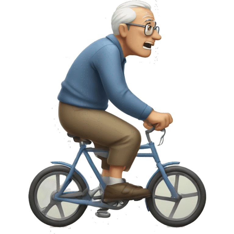 Old man biking and sweating  emoji