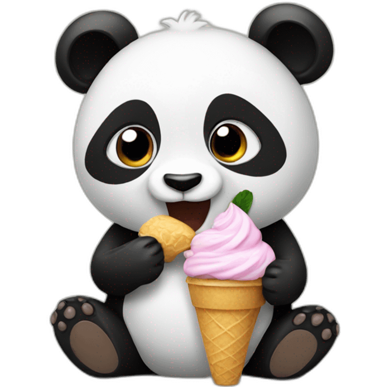 Panda eating icecream emoji