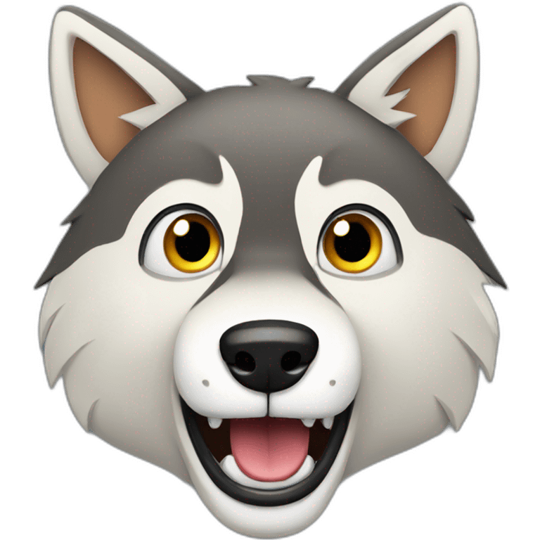 cartoon wolf shocked and surprised emoji