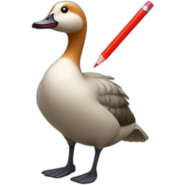 goose holding a red pencil emoji