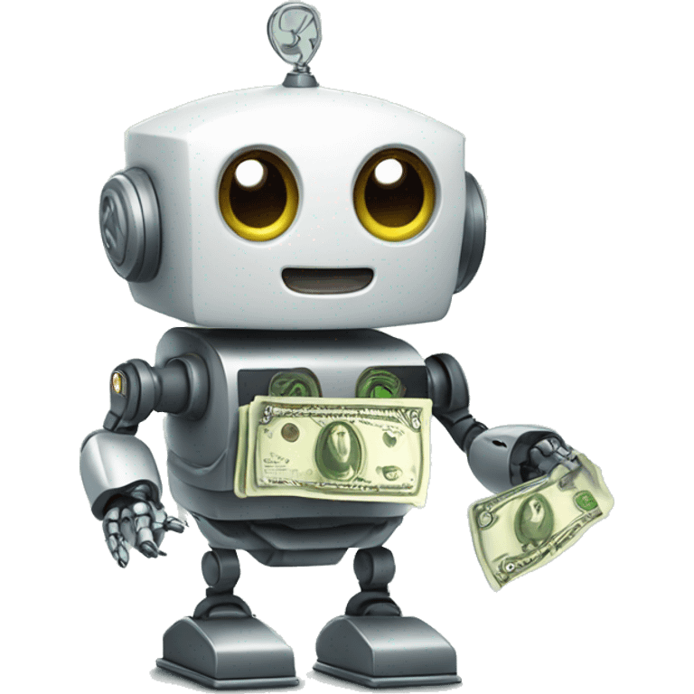 Cute robot with money emoji