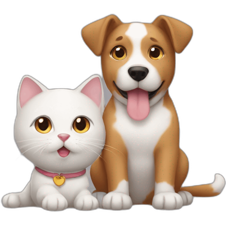 cat and dog love emoji