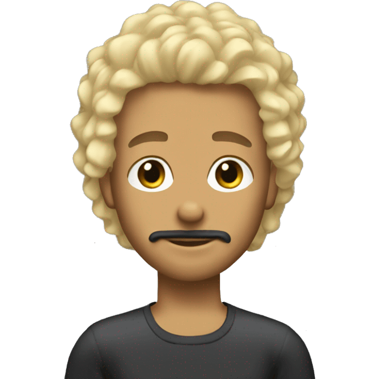 boy blonde with surfer curly hair and black beard emoji