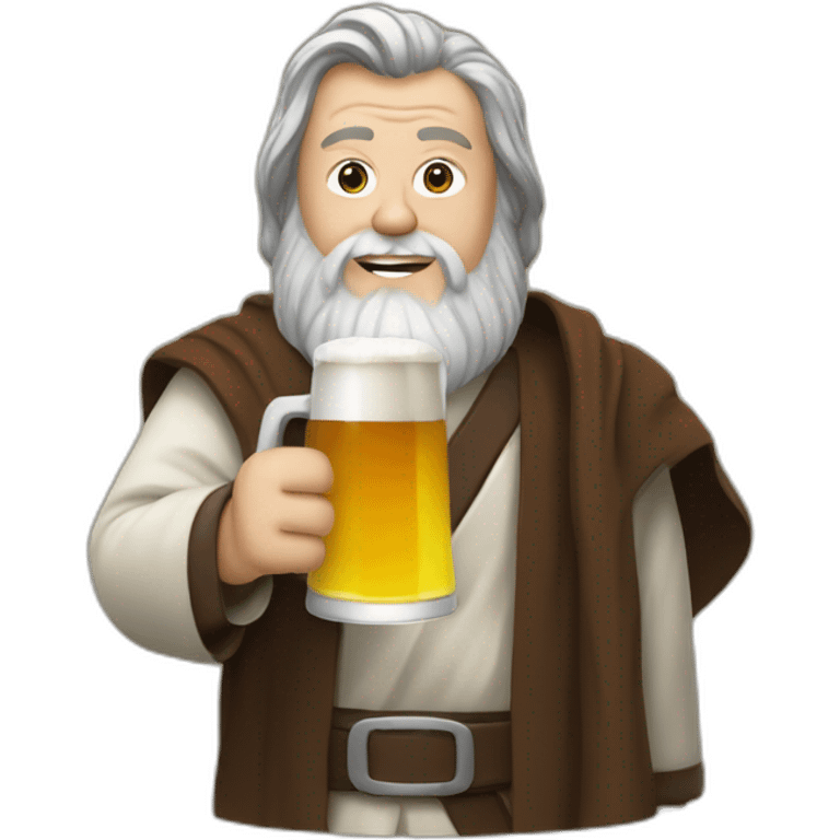 obiwan holding a beer and a computer emoji