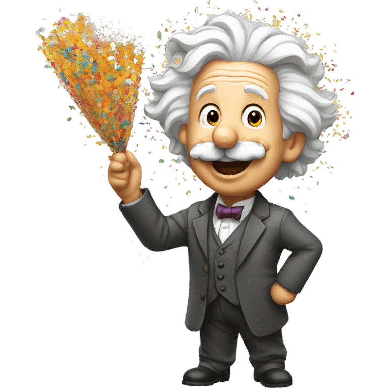 happy albert einstein shooting colorful confetti popper emoji