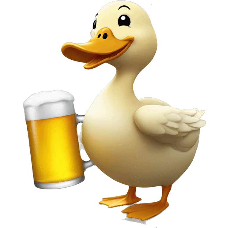 happy duck holding a beer in the sunshine emoji