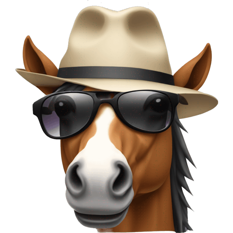 Horse with sunglasses and hat emoji