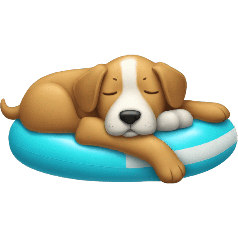 Dog sleeping on a pool toy  emoji