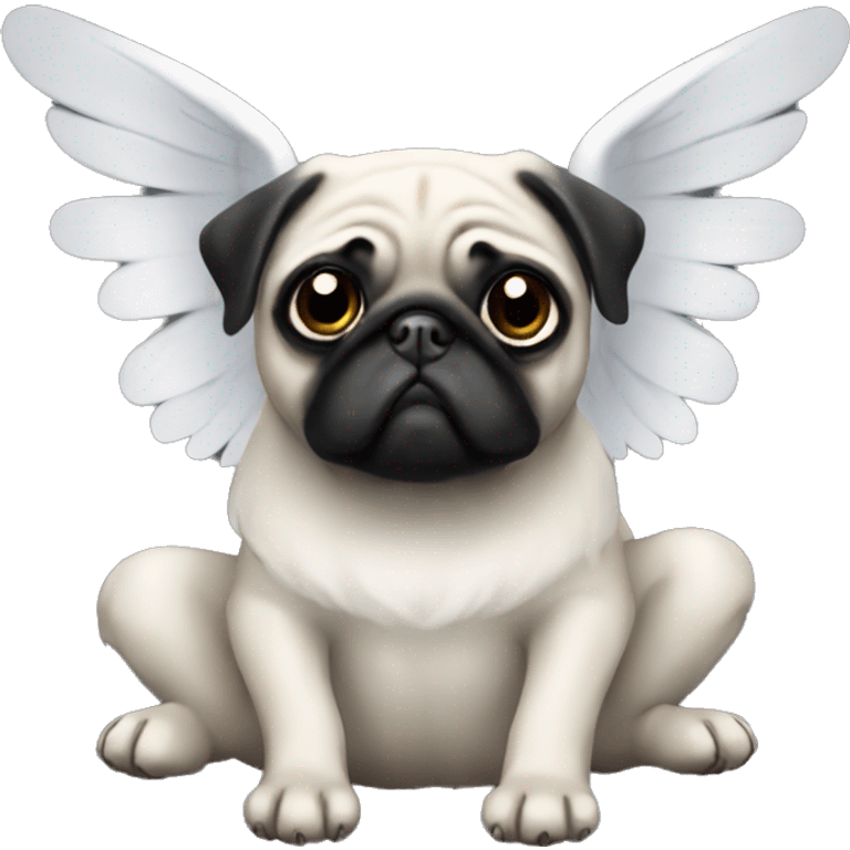 Black pug angel  emoji