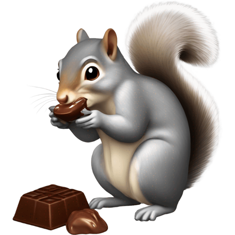 A grey Squirrel eating chocolate  emoji