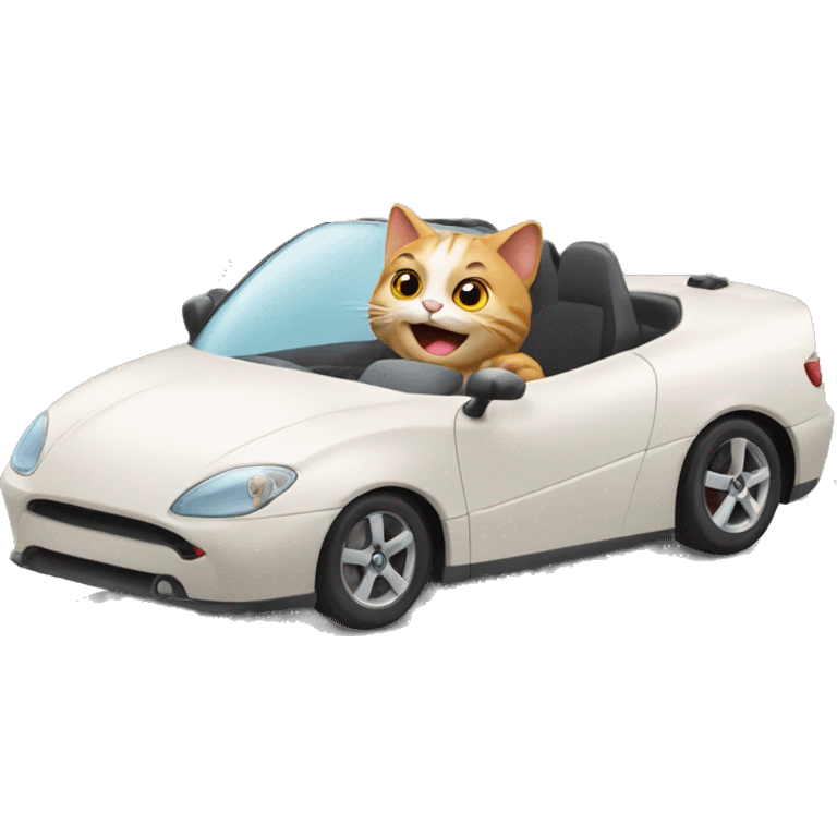 cat driving a fast car emoji